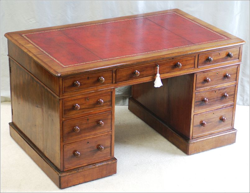 1027 Small Antique Mahogany Partners Desk (4)